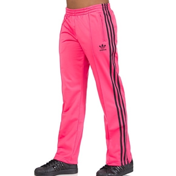 pink and black adidas pants